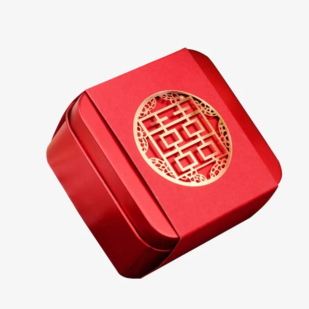 红色喜糖包装盒子免抠