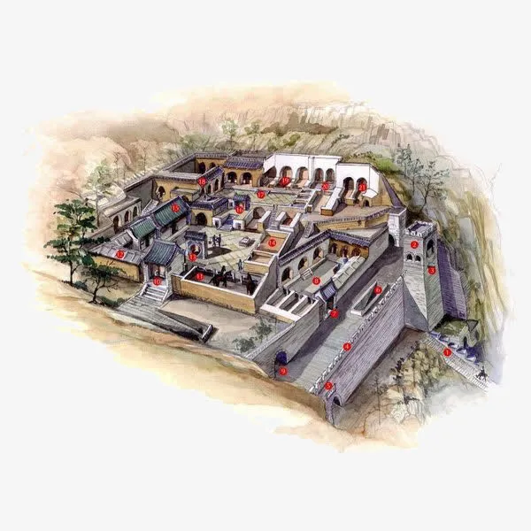 手绘古城免抠