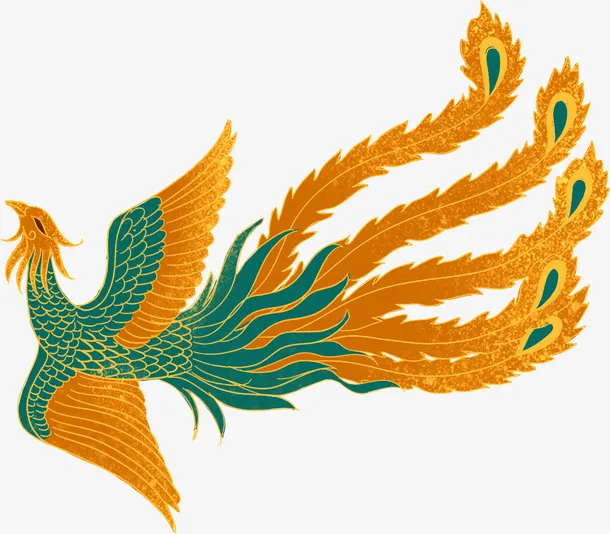 国潮 凤凰 插画免抠