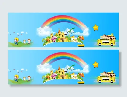 淘宝教育卡通蓝色开学季海报banner高清