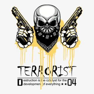 黑色酷炫手枪骷髅头元素免抠