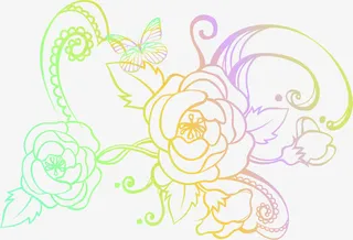 彩色渐变花纹分层免抠