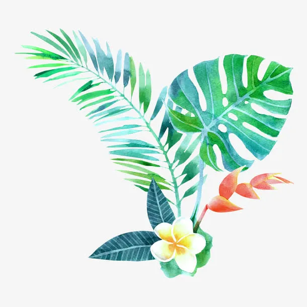 创意合成效果手绘绿色植物花朵免抠手绘/卡通卡通元素