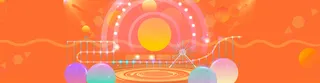 闪烁几何图形橙色背景banner高清