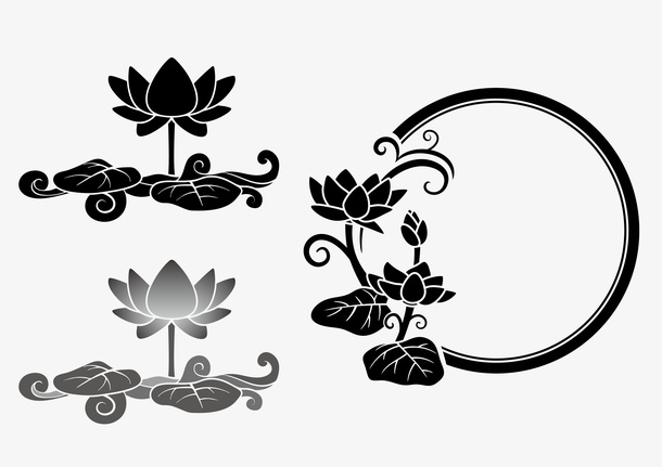 渐变荷花手绘免抠