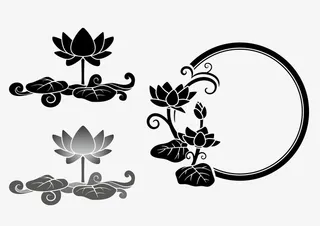 渐变荷花手绘免抠