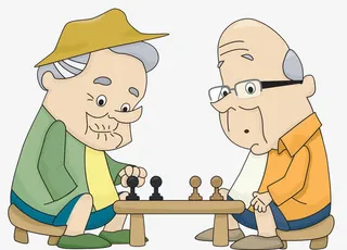 下棋的两个老爷爷免抠