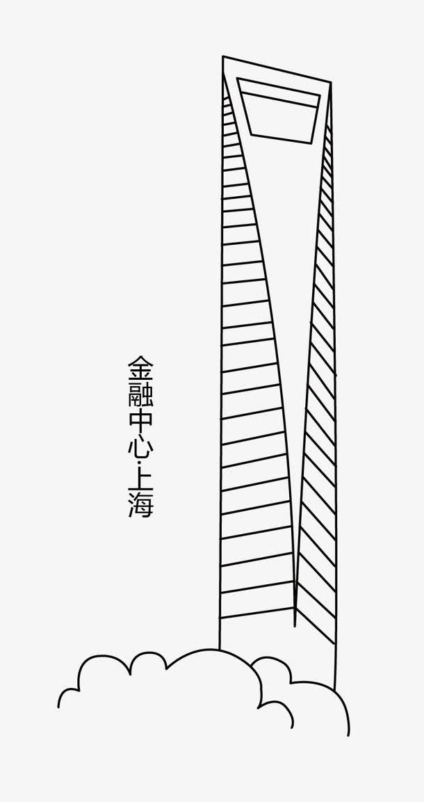 黑白建筑手绘免抠