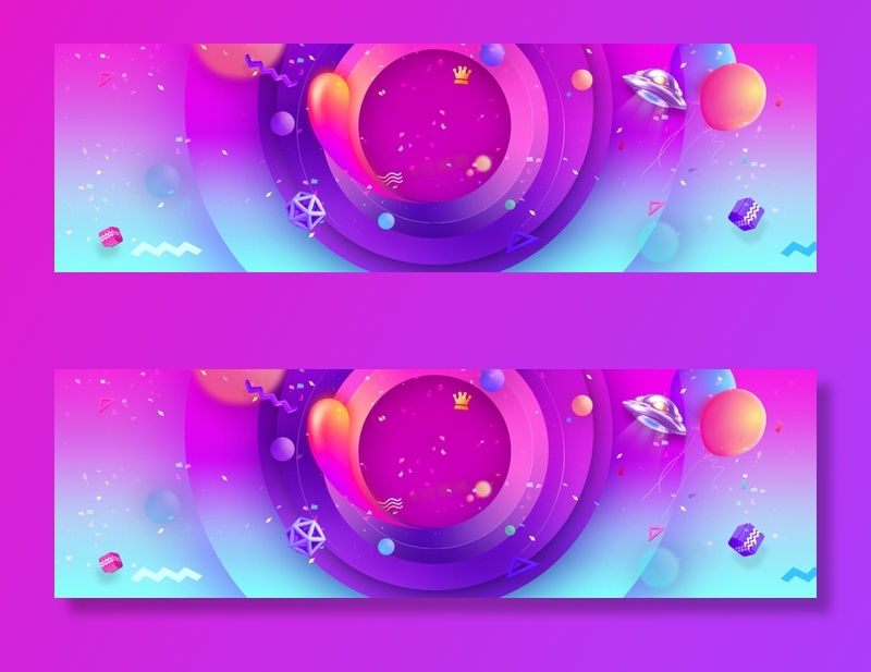 淘宝春天上新童趣促销紫色banner高清