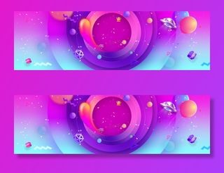 淘宝春天上新童趣促销紫色banner高清