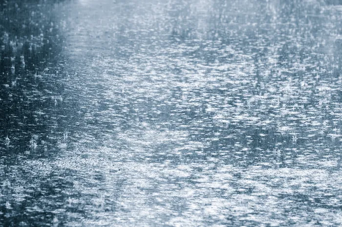 大雨中的池塘水面涟漪高清