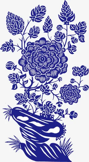 青花瓷花纹免抠