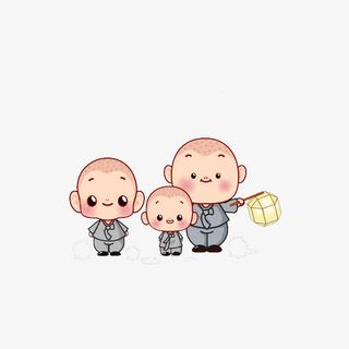 三个和尚提灯笼免抠