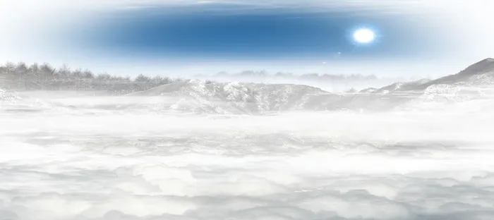 白色云雾海蓝色天空雪山背景高清