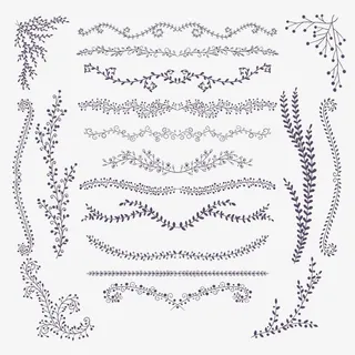 19款树枝花边设计矢量图免抠