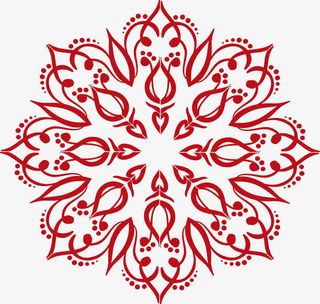 红色宗教花纹免抠