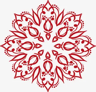 红色宗教花纹免抠