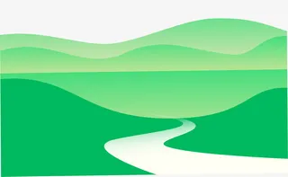 绿色小山小溪春天免抠