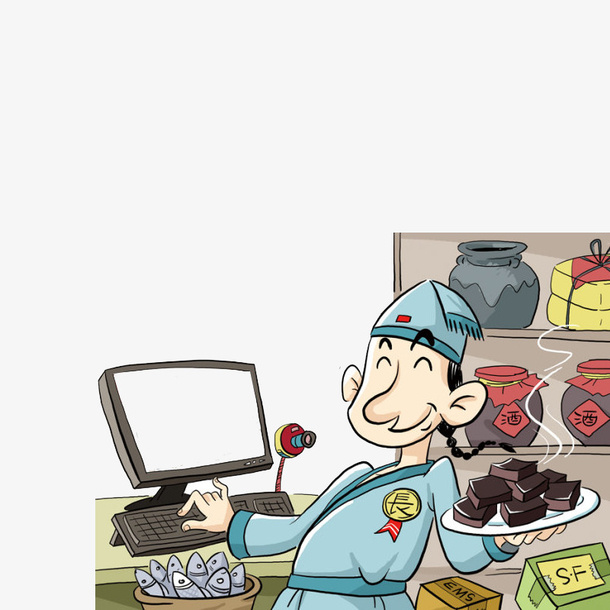 电脑前的淘宝掌柜免抠