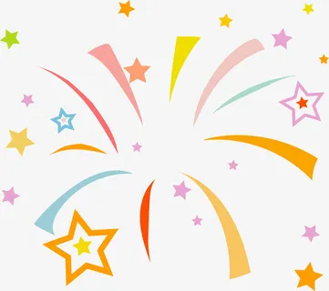 庆祝春节元旦新传装饰星星烟花PNG免抠