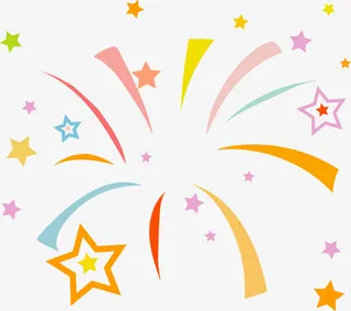 庆祝春节元旦新传装饰星星烟花PNG免抠