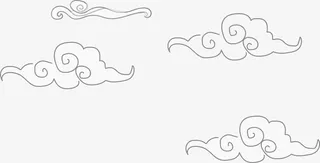 手绘灰白色祥云图免抠