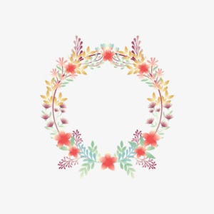 手绘植物花环免抠