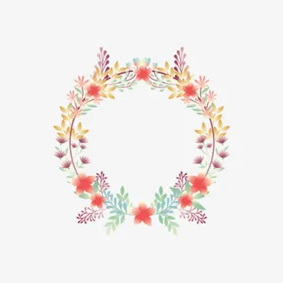 手绘植物花环免抠