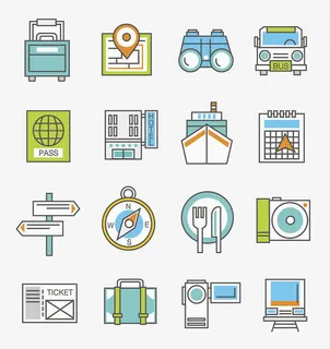 彩色旅行主题图标免抠