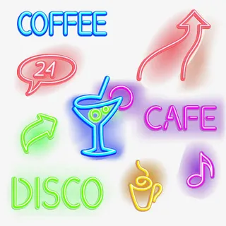 商店霓虹灯招牌素材免抠