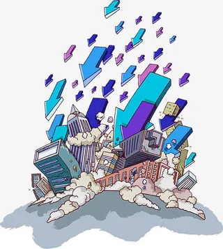 箭头与城市倒塌免抠