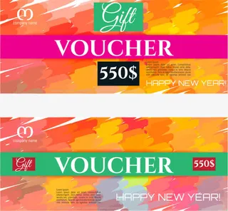 矢量彩色水墨抵用券免抠