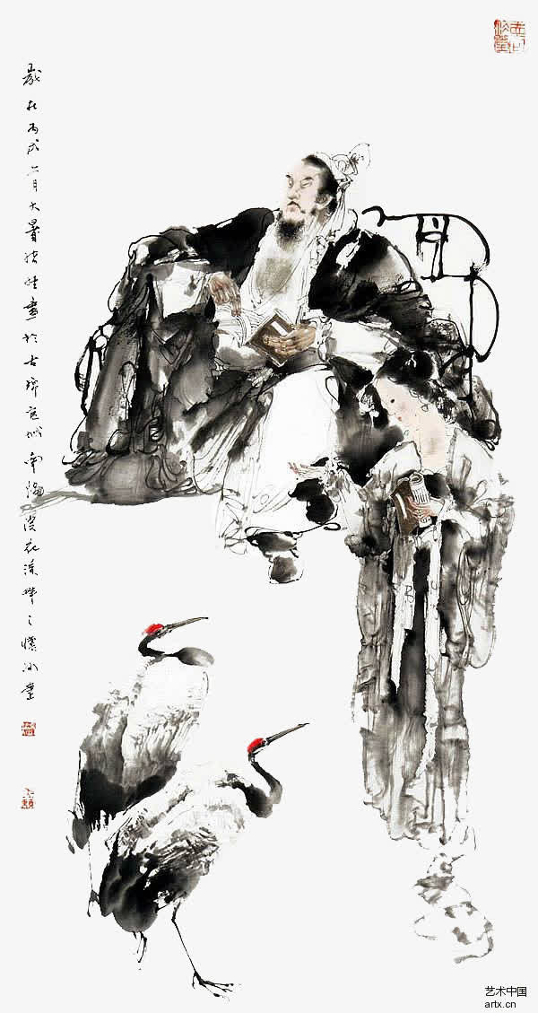 水墨古代人物装饰免抠