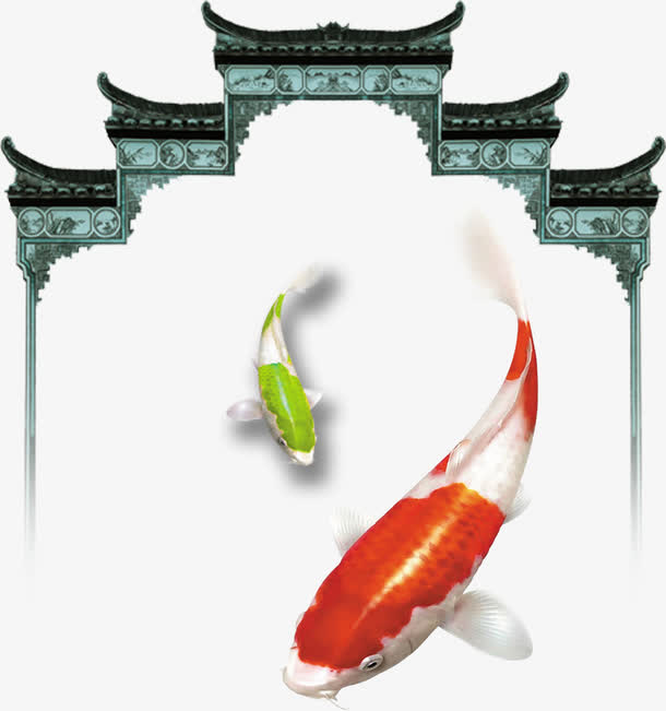 鲤鱼跃龙门免抠