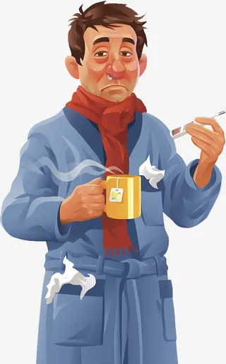 插图人物发烧难受没精神免抠