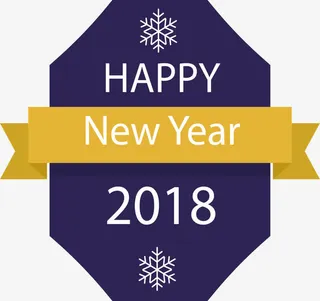 深蓝色多边形新年标签免抠