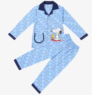 儿童睡衣男春秋款卡通史努比纯棉免抠