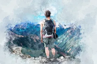 插画水彩男人高清