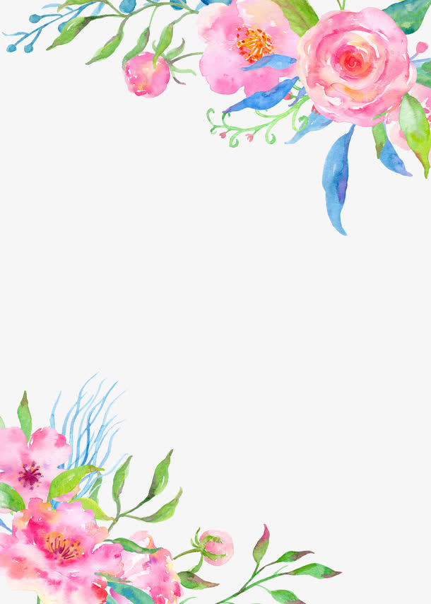 手绘花朵边框免抠