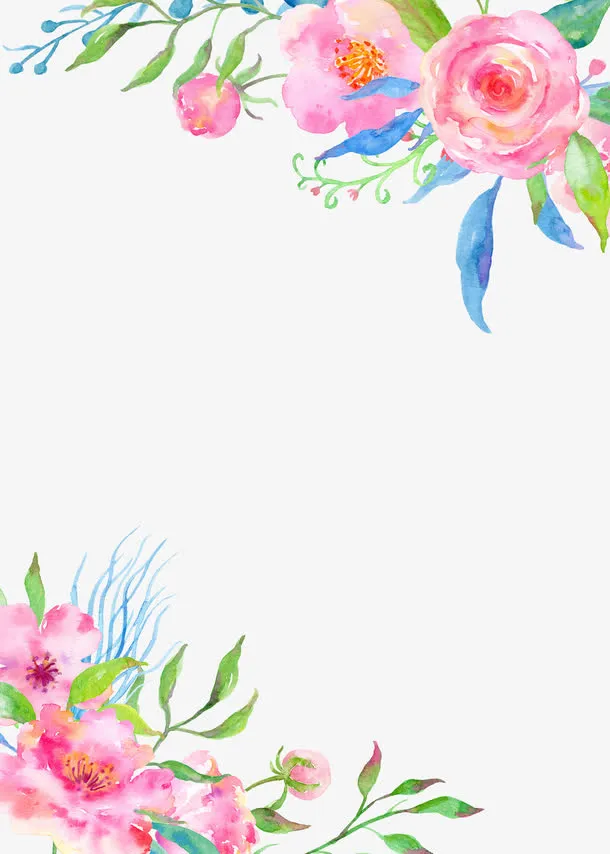 手绘花朵边框免抠