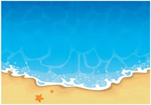 卡通蓝色海水沙滩海报背景免抠背景卡通/手绘元素