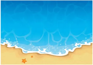 卡通蓝色海水沙滩海报背景免抠背景卡通/手绘元素