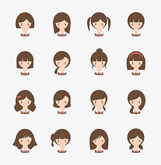 小女生发型头像免抠