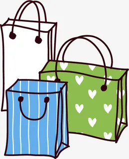 手绘时尚女性生活购物袋免抠
