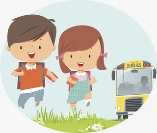 可爱背书包的男孩女孩放学免抠