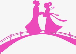 粉色牛郎织女拱桥免抠