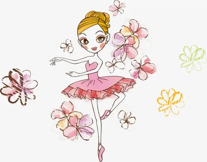 手绘矢量跳舞的女孩免抠