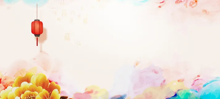 灯笼花瓣梦幻新年节日背景高清