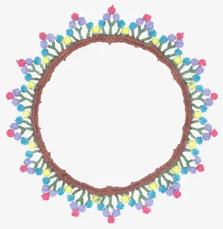 手工布艺装饰圆形边框免抠