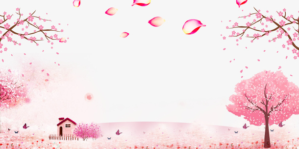 春天樱花樱花树花瓣免抠手绘/卡通手绘元素
